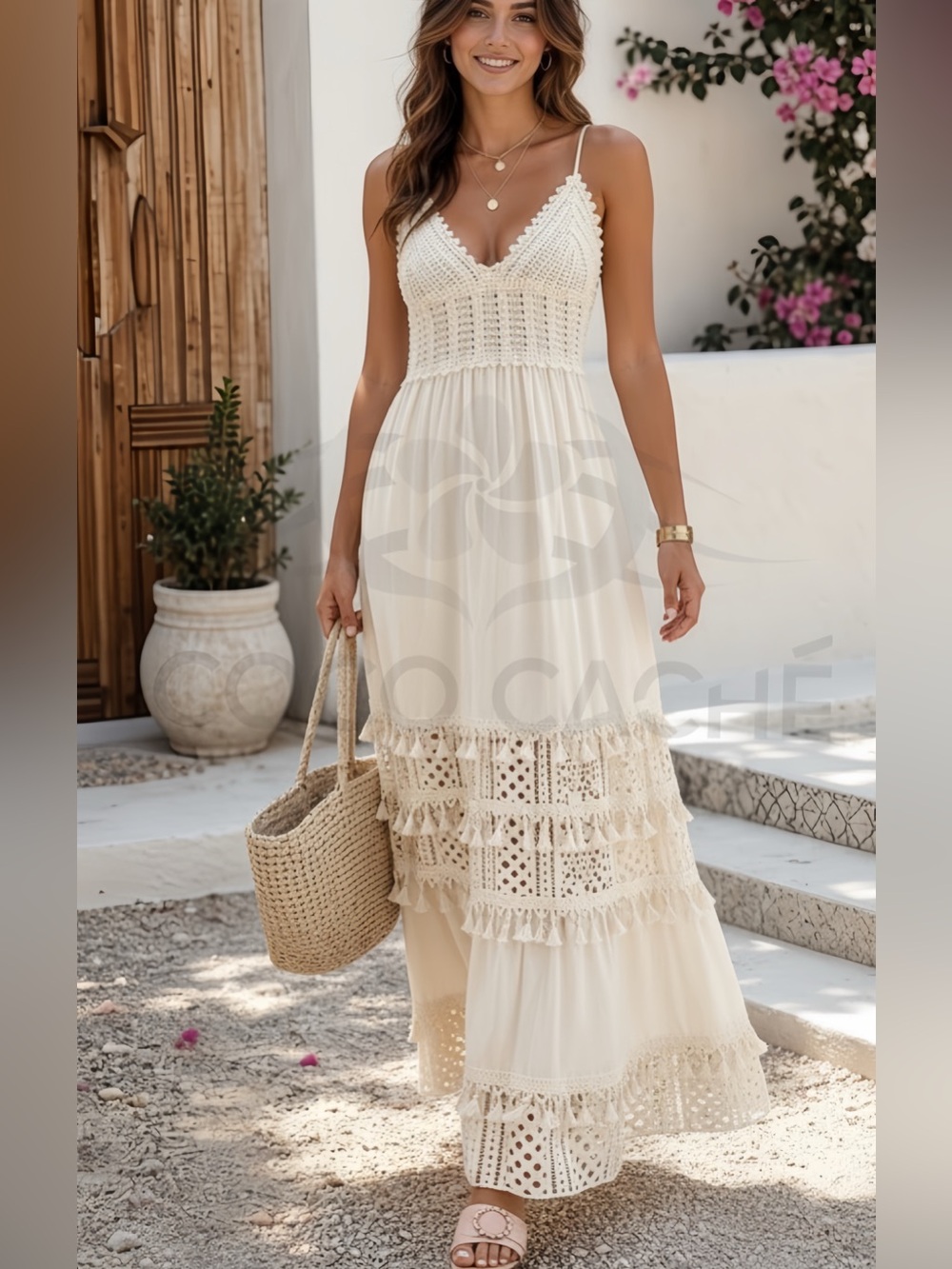Boho Crochet Tassel Maxi Summer Dress - Picture 1 of 9